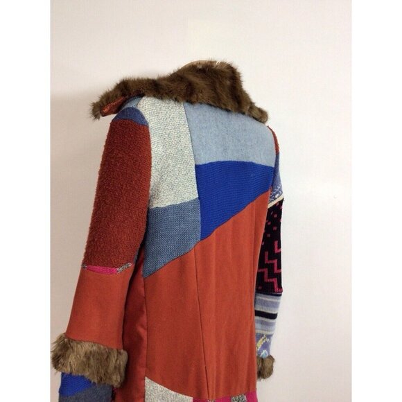 Myco Anna Patchwork Fur Wool Coat Womens Small - Picture 7 of 10